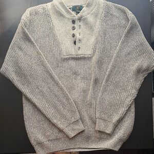 Vintage Grey Men's Henley Cable Knit Sweater Medium by Club Room As Is